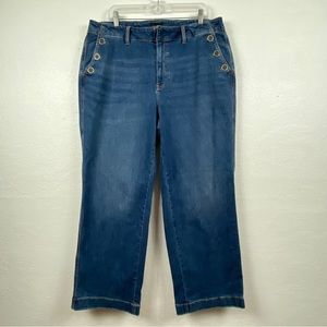 Talbots Womens Size 36 Wide Leg Jeans Marina Wash Sailor Buttons No Size Tag